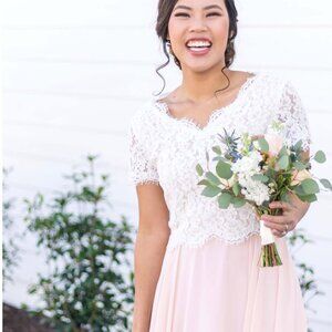 Love Tanya Bridesmaids Separates Boho Lace Short Sleeve Crop Top